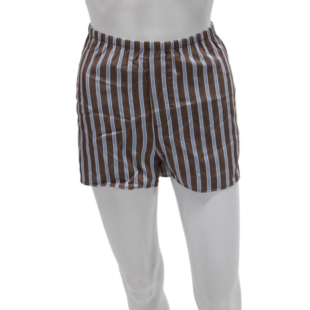 WNU Mens Striped Tencel Lyocell Boxer Shorts Brown Classic Size 8
